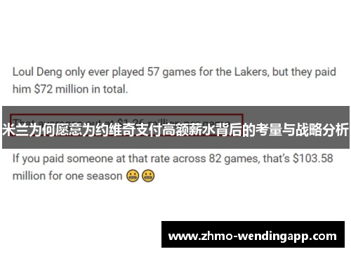 米兰为何愿意为约维奇支付高额薪水背后的考量与战略分析